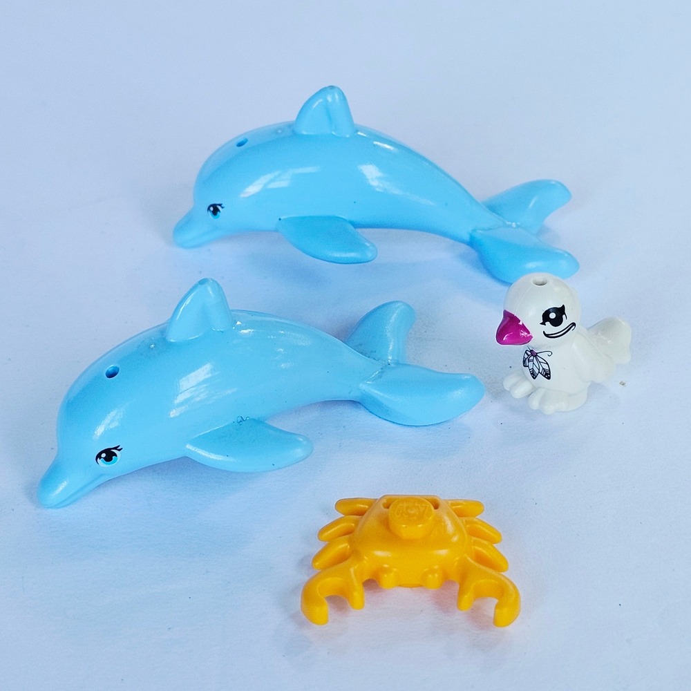 LEGO Friends Ocean Animal Figures Blue Dolphins White Bird Orange Crab Lot 2362